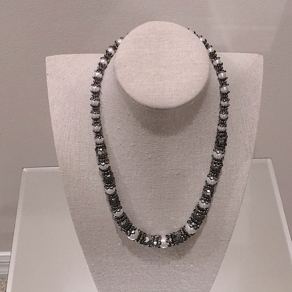 Pearl & Metal Bead Necklace